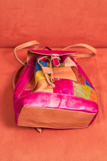 Mini backpack mini multicolored zebu leather