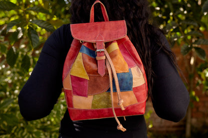 Mini backpack mini multicolored zebu leather