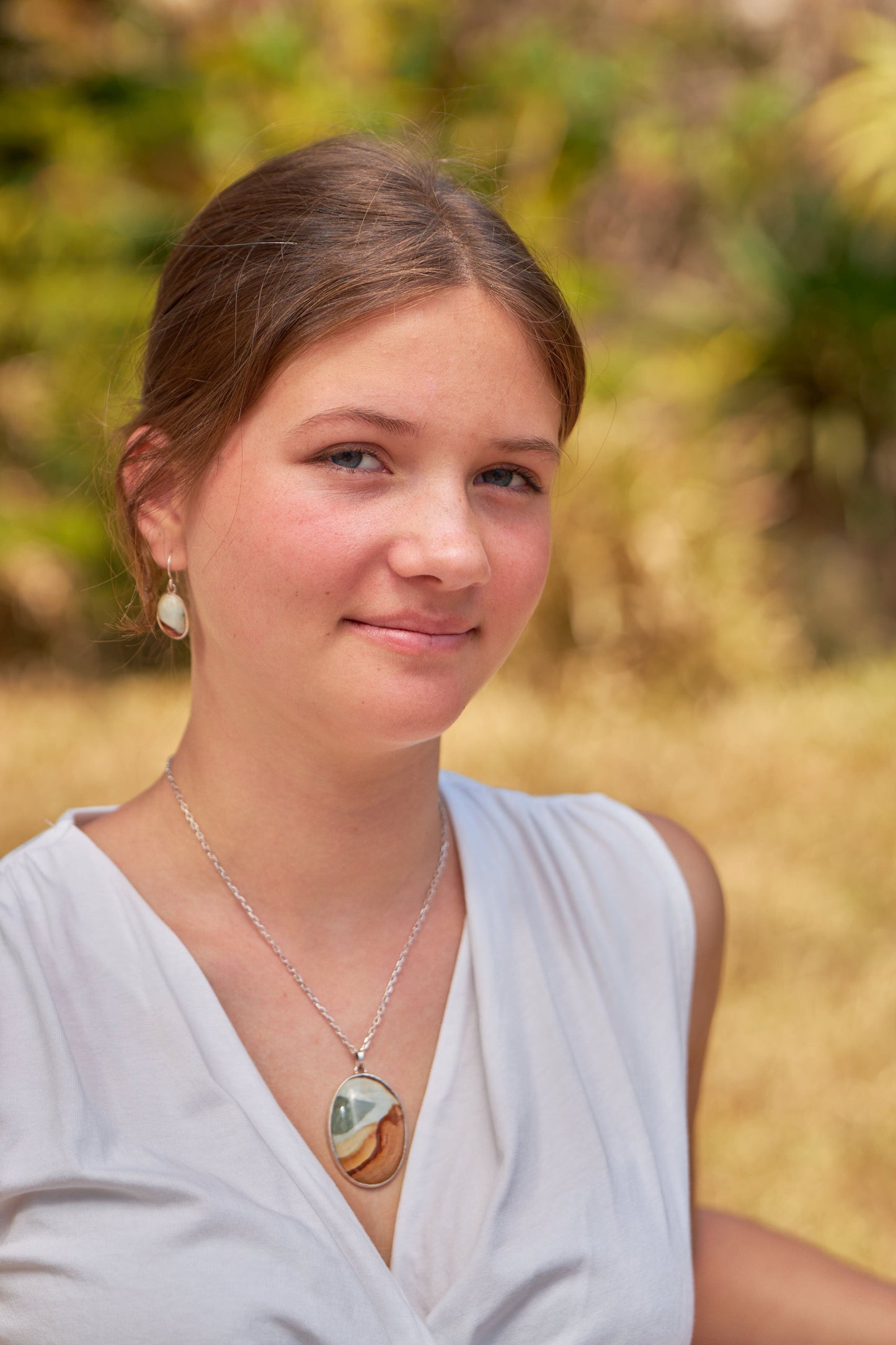 Parure Clémence -  Pierre jaspe imprimé - chaîne en argent pur - boucles d'oreilles - pendentif - livraison gratuite