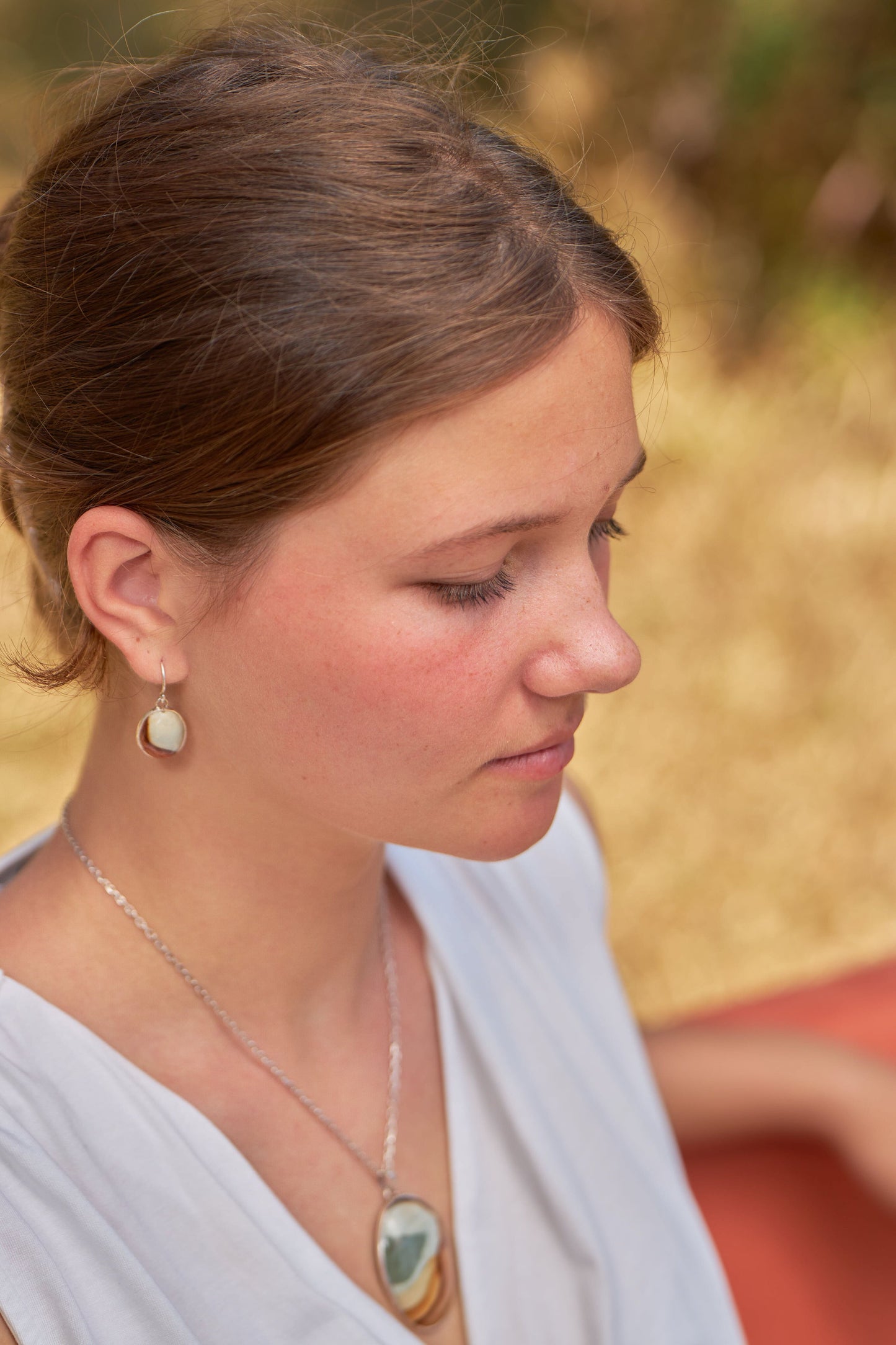 Parure Clémence -  Pierre jaspe imprimé - chaîne en argent pur - boucles d'oreilles - pendentif - livraison gratuite